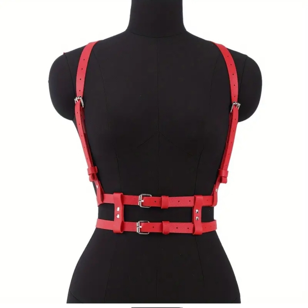 Women Leather Pu Harness Belt Punk Body Waist Belt Adjustable Gothic Straps